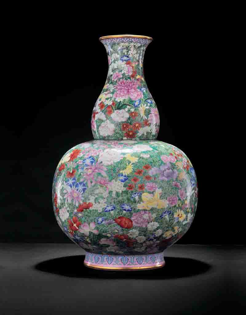 清乾隆  粉彩御制萬(wàn)花獻(xiàn)瑞大葫蘆瓶.jpg