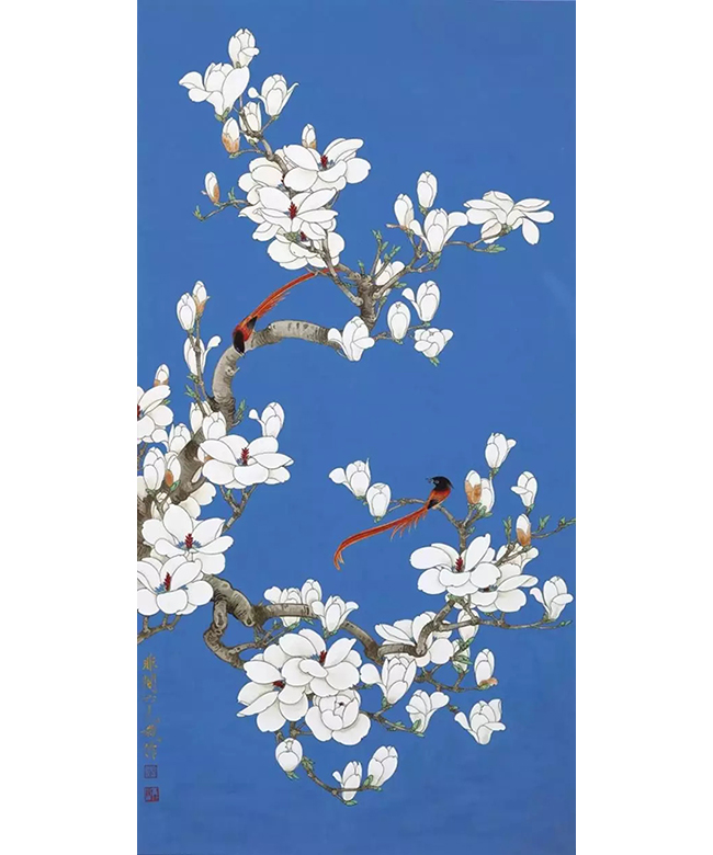 中國嘉德2019秋拍 | 精麗堂皇，雍容華貴：于非闇《玉蘭鸚哥圖》