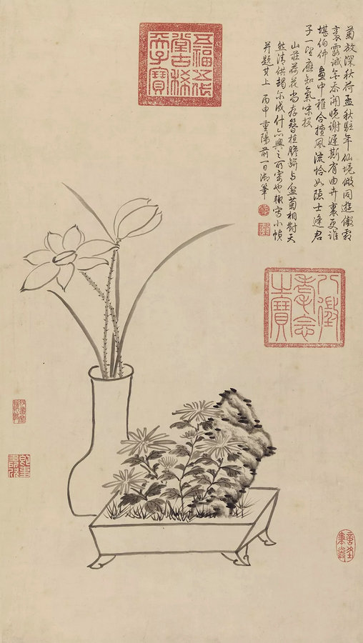 【嘉德春拍】偶以寄趣，天機(jī)盎溢——乾隆《瓶荷盆菊圖》探究