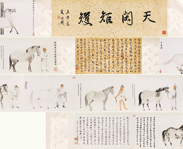 中國(guó)嘉德2019春拍精品導(dǎo)覽 | 天閑法度 院體圭杲——于非闇《五馬圖》、《照夜白》合卷